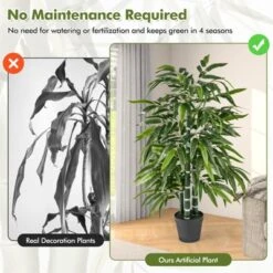 Tangkula 50" Tall Artificial Potted Tree W/3 PE Bamboo Trunk Flush Leaves Realistic Soil -Tangkula GUEST 8f0c4736 cf19 4012 90f0 254de9f81a2f