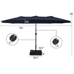 Tangkula 15FT Double-Sided Twin Umbrella Sun Shade Outdoor Crank Market Base Orange Patio -Tangkula GUEST 8f2096df 38fd 451e b2fa 6f7ac0de19de