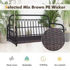 Tangkula Wicker Porch Swing 2-Person Outdoor Patio Hanging Chair W/ Cushions Mix Brown -Tangkula GUEST 8f38cdfd df05 48d9 ae4a 2205c989db21