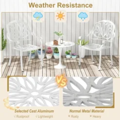 Tangkula Set Of 2 Cast Aluminum Patio Dining Chairs Stackable Outdoor Dining Chairs With Armrests Outdoor Bistro Chairs White -Tangkula GUEST 8fe3c4cd e8b2 4a98 8d92 7725550bf818