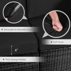 Tangkula Patio Rattan 7PCS Cushioned Chair Set Furniture Set Thick Cushion W/ 50,000 BTU Propane Fire Pit Table For Garden Black/Navy/Red/Turquoise/Off White -Tangkula GUEST 90201819 478c 4633 8a50 3472cf9ef246