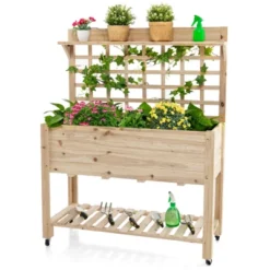 Tangkula Raised Garden Bed With Trellis 41.5x16x54 Inch Mobile Elevated Planter Box With Wheels Bed Liner Top/Bottom Storage Shelves 21 Tangkula Raised Garden Bed With Trellis 41.5x16x54 Inch Mobile Elevated Planter Box With Wheels Bed Liner Top/Bottom Storage Shelves -Tangkula GUEST 904c5b7f 38cd 4257 9b70 26599d422450