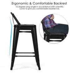 Tangkula Set Of 4 Metal Bar Stools 24" Industrial Chair Low Back Black -Tangkula GUEST 9057936b 72c3 47cb 918d 3d7a496ed202