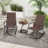 Tangkula Set Of 2 Outdoor Rocking Chair Patio Rocker W/ Breathable Fabric Brown