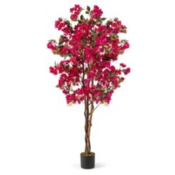 Tangkula 6 FT Artificial Bougainvillea Tree Set Of 2 Tall Faux Pre-potted Tree W/ 910 Flowers -Tangkula GUEST 9083ffda eafd 4544 be9f 2802677ddf66