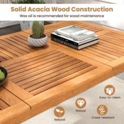 Tangkula Outdoor Acacia Wood Dining Table For 6 People 67” X 35” Rectangular Patio Bistro Table With Built-in Umbrella Hole Picnic Table For Porch -Tangkula GUEST 9097dc56 4af9 4434 8274 23c483207f6b