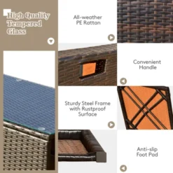 Tangkula 9 Pieces Outdoor Patio Furniture Set With 42" Propane Fire Pit Table Outdoor PE Wicker Space-Saving Sectional Sofa Set Black/Gray/Navy/Red/Turquoise/Off White -Tangkula GUEST 90fa2cce e3aa 4d35 abcf d42369952561 2