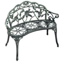 Tangkula 29 Antique Aluminum Bench Patio Garden Chair Porch Cast For Outdoor Green