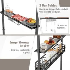 Tangkula 8 X 5 FT Outdoor Grill Gazebo Double Tiered BBQ Canopy Tent W/ 2 Side Shelves 20 Hooks Bottle Opener & Storage Basket -Tangkula GUEST 91a164fa 9082 4f08 91db a533275a3d9b