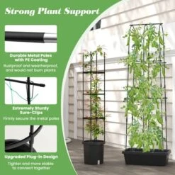 Tangkula 2-Pack Garden Trellis, 58.5” Tomato Cage & 71” Cucumber Trellis W/ Planter Box Self-Priming Irrigation -Tangkula GUEST 91a6559a 2751 452a a17d a891268de9cd
