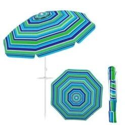 Tangkula 6.5 FT Beach Umbrella For Sand Heavy-Duty Sunshade Parasol W/ Sand Anchor -Tangkula GUEST 91f65636 9b20 48e9 975d 4a5b3910ca94