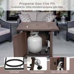 Tangkula 32" Propane Fire Pit Table 50,000 BTU Outdoor Propane Gas Fire Table With Wood-like Tabletop Lid And Lava Rocks With PVC Cover -Tangkula GUEST 91ffbaec 6ad9 4a9e 87b2 71c9c78c3bfc
