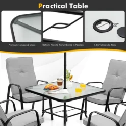 Tangkula 6PCS Outdoor Dining Set Patio Table & Chair Furniture Set W/ Cushions & Umbrella -Tangkula GUEST 920ff992 0fcb 44c5 85b1 ca96bdd55d56