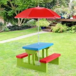 Tangkula Kids Picnic Table Set Indoor Outdoor Toddler Table With Bench & Removable Umbrella Portable Children Play Set -Tangkula GUEST 921447ce 2323 4163 a982 1ffeb9cae82a