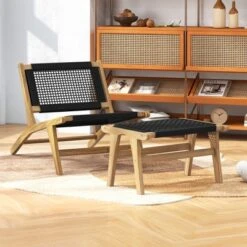 Tangkula 2PCS Teak Ottoman Footstool W/ Handwoven Cordage For Patio Porch Balcony Lawn -Tangkula GUEST 928ce1c9 7992 46db 9710 4259fd36b661