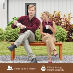 Tangkula Outdoor Solid Wood Bench Backless Dining Bench W/ Slatted Seat -Tangkula GUEST 92a9cf86 5afe 45e1 95fc 9a987212273f