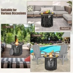 Tangkula 32 Inch Outdoor Fire Pit Table 30,000 BTU Round Metal Fire Table With Lid & PVC Cover & Glass Stones CSA Approved -Tangkula GUEST 92c98e8a 4f89 46ec 9940 8e776ade86a2