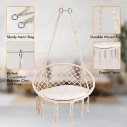 Tangkula Hanging Hammock Chair Macrame Swing Chair With Soft Cushion For Bedroom, Patio, Backyard, Balcony -Tangkula GUEST 93026d9c 0dbd 406d b049 b1d72e47785a