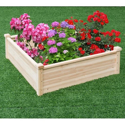 Tangkula Wooden Garden Bed Vegetable Flower Raised Square Planter Kit Outdoor Garden 5 Tangkula Wooden Garden Bed Vegetable Flower Raised Square Planter Kit Outdoor Garden - Image 3