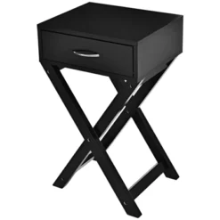 Tangkula Modern Versatile Nightstand X-shape Wooden End Table With Drawer Accent Side Table For Bedroom Black/White -Tangkula GUEST 93955319 0af5 469e 94d7 f03201529b15