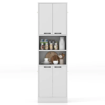 Tangkula Kitchen Pantry Cabinet 75” Tall Freestanding Cupboard With Doors & Shelves Safety Hinges & Anti-tipping Devices Black/White 12 Tangkula Kitchen Pantry Cabinet 75” Tall Freestanding Cupboard With Doors & Shelves Safety Hinges & Anti-tipping Devices Black/White - Image 10