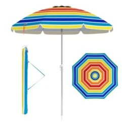 Tangkula 6.5 FT Beach Umbrella UPF50+ Sun Protection Portable Sunshade Parasol For Sand 21 Tangkula 6.5 FT Beach Umbrella UPF50+ Sun Protection Portable Sunshade Parasol For Sand -Tangkula GUEST 94d7a5eb c990 4696 bf09 0280925015bd