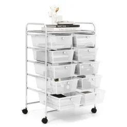 Tangkula 10-Drawer Rolling Storage Cart Tools Scrapbook Paper Organizer On Wheels Clear -Tangkula GUEST 94e3ca06 b80f 4e0b 9fff 6ed97443910f