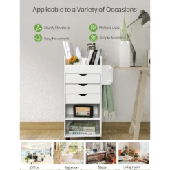 Tangkula Rolling Storage Cart With 3 Drawers&3 Shelves Storage Organizer Cabinet With Lockable Casters -Tangkula GUEST 9513136c e41f 4011 8328 af062c28edca