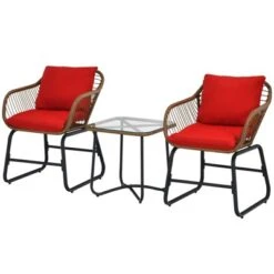 Tangkula 3 Pieces Outdoor Furniture Set Patio Bistro Set W/2 Armchairs & Tempered Glass Table White/Turquoise/Red 15 Tangkula 3 Pieces Outdoor Furniture Set Patio Bistro Set W/2 Armchairs & Tempered Glass Table White/Turquoise/Red -Tangkula GUEST 9564be05 ea00 46a1 b1b2 8d7cfe973685