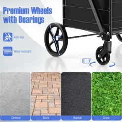 Tangkula Folding Shopping Cart Jumbo Upgraded Utility Grocery Cart W/ Waterproof Liner -Tangkula GUEST 95c40d95 5315 4b17 928d 2b8451460f28
