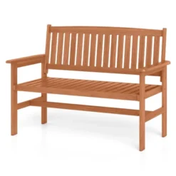 Tangkula 2-Person Patio Loveseat Garden Bench W/Slatted Backrest & Comfortable Armrests -Tangkula GUEST 963dad61 c4b0 4049 aa5a 6be09215895a