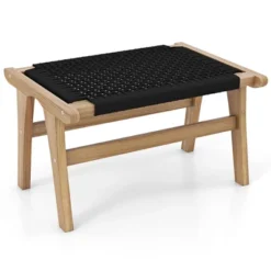 Tangkula Teak Ottoman Footstool W/ Handwoven Cordage For Patio Porch Balcony Lawn -Tangkula GUEST 96458f88 f881 4d44 a1f4 a5cea5a9d08f