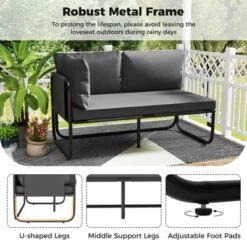 Tangkula Patio Loveseat W/ Removable Pillows & Seat Cushion Side Armrest Metal Frame -Tangkula GUEST 96507177 52e2 4fa1 ba59 995238b1382c