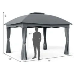 Tangkula 12' X 10' Patio Heavy Duty Steel Gazebo Canopy Double Vented Outdoor Gray -Tangkula GUEST 965d1273 11c6 4050 9853 816309053457