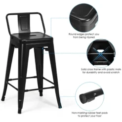 Tangkula Set Of 4 Metal Bar Stools 24" Industrial Chair Low Back Black -Tangkula GUEST 96846151 5804 46f8 b715 a94e2f75dbc4