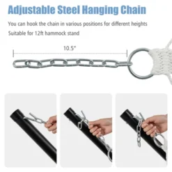 Tangkula Portable Hammock W/ Spreader Bars & Detachable Pillow Quick Dry & Water Proof Material Woven Cotton Rope Blue + Green/Light Blue + Yellow -Tangkula GUEST 968cc114 d91f 47ef afce 22fbc4244597