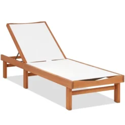 Tangkula 1PC/2PCS Outdoor Chaise Lounge Chair, Eucalyptus Wood Recliner W/ 5-Level Backrest, Breathable & Quick Drying Seat Fabric -Tangkula GUEST 9697a0a9 78ad 4c48 bae1 d4f145692bc1