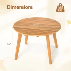 Tangkula 2PCS Outdoor Acacia Wood Side Table Patio 24.5" Round End Table W/ Slatted Tabletop -Tangkula GUEST 9740c764 acfc 43fd 994e 9d158276230e