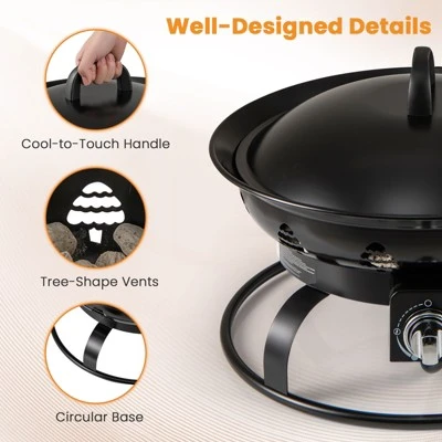 Tangkula 21 Inch Diameter Propane Gas Fire Pit Patio Portable Fire Bowl W/ Cover Igniter 8 Tangkula 21 Inch Diameter Propane Gas Fire Pit Patio Portable Fire Bowl W/ Cover Igniter - Image 6