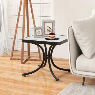 Tangkula Tempered Glass Top Patio Table, 20" Outdoor Side Table W/ Heavy-duty Metal Frame Patio Square End Table For Poolside Backyard 9 Tangkula Tempered Glass Top Patio Table, 20" Outdoor Side Table W/ Heavy-duty Metal Frame Patio Square End Table For Poolside Backyard - Image 7