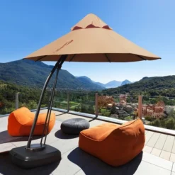 Tangkula 11ft Cantilever Offset Hanging 360°Rotation Patio Umbrella With Umbrella Base
