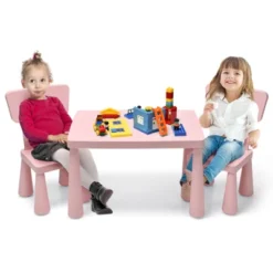 Tangkula Kids Table And 2 Chairs Set Children Play Activity Table Furniture Set Blue/Pink/White/Green -Tangkula GUEST 980fbd45 f7f2 4c5a 9a25 3a5c0800e0af