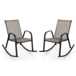 Tangkula Set Of 4 Metal Rocking Chair Heavy-Duty Rocker Outdoor Anti-Slip Brown Patio -Tangkula GUEST 991cefa8 9f11 40c7 92bc 42cd8cb2dd8f