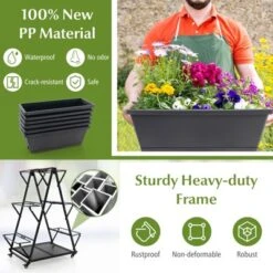 Tangkula Raised Garden Bed With 4 Wheels Tiered Planter Stand Elevated Garden Planter With 6 Container Boxes Drainage System Storage Shelf -Tangkula GUEST 992d70e6 b47d 4d01 959f 2604371285d6