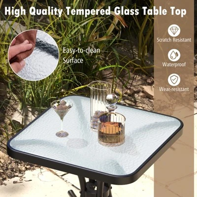 Tangkula Tempered Glass Top Patio Table, 20" Outdoor Side Table W/ Heavy-duty Metal Frame Patio Square End Table For Poolside Backyard 5 Tangkula Tempered Glass Top Patio Table, 20" Outdoor Side Table W/ Heavy-duty Metal Frame Patio Square End Table For Poolside Backyard - Image 3