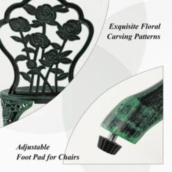 Tangkula Rose Design Bistro Set Antique Aluminum Bench Patio Garden Chair For Outdoor Green -Tangkula GUEST 9968d78f efbc 44b5 a27f 1a5e23e03984 1