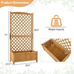 Tangkula 71" Tall Raised Garden Bed Wooden Planter W/ Trellis For Flower Climbing Plant -Tangkula GUEST 9996f356 7226 416b 8cbf acc006a37a33