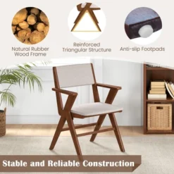 Tangkula Wooden Dining Chair Set Of 2 W/ Rubber Wood Frame Padded Seat & Back Armrests -Tangkula GUEST 99a0f250 aa65 4cd9 96f7 4c73905606a5