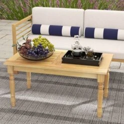 Tangkula Patio Coffee Table W/ Solid Teak Wood Structure Slatted Tabletop For Backyard -Tangkula GUEST 9a4a736f c78a 4755 ba09 68037ddfd01c