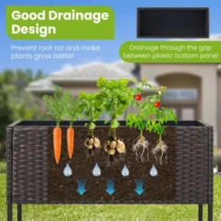 Tangkula Elevated Planter Box Raised Garden Bed W/ Rattan Surface Bottom Storage Shelf -Tangkula GUEST 9a57db44 3321 4baa 84e8 1b5709f47073